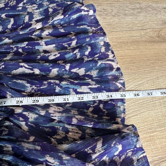 Lavender Brown Metallic Shimmer Neck Tie Halter Mini Dress Navy Multi S - Picture 13 of 13